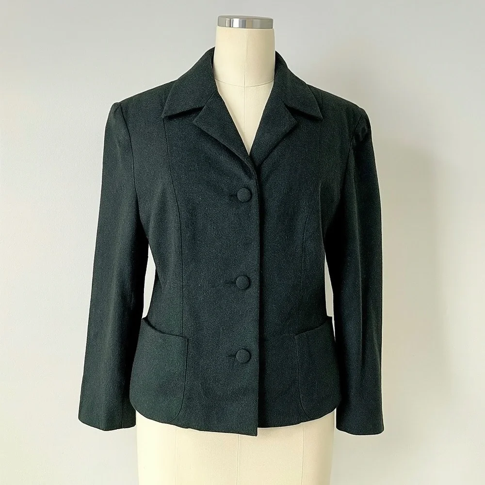Vintage Wool Jacket Womens Small Hunter Green Handmade Japan 40s 50s Jan Welch